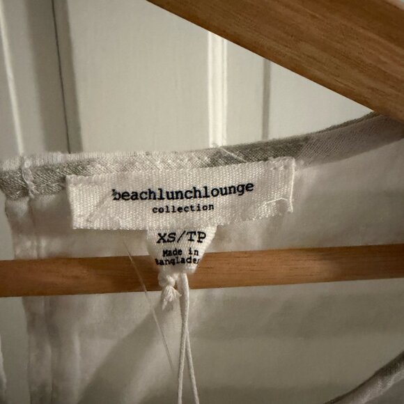 NWT! BeachLunchLounge Linen Slip Dress in Sage Green and White Stripes - Picture 3 of 5